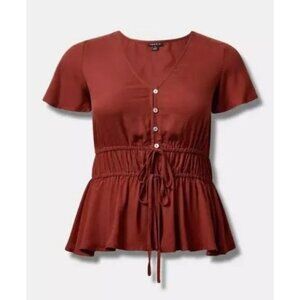 Torrid Gauze Waist Detail Flutter Sleeve Top Plus 3X